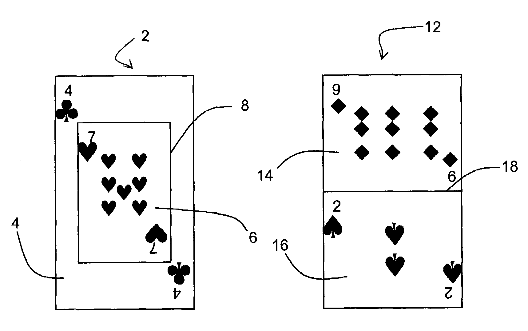 Playing cards with dual number feature
