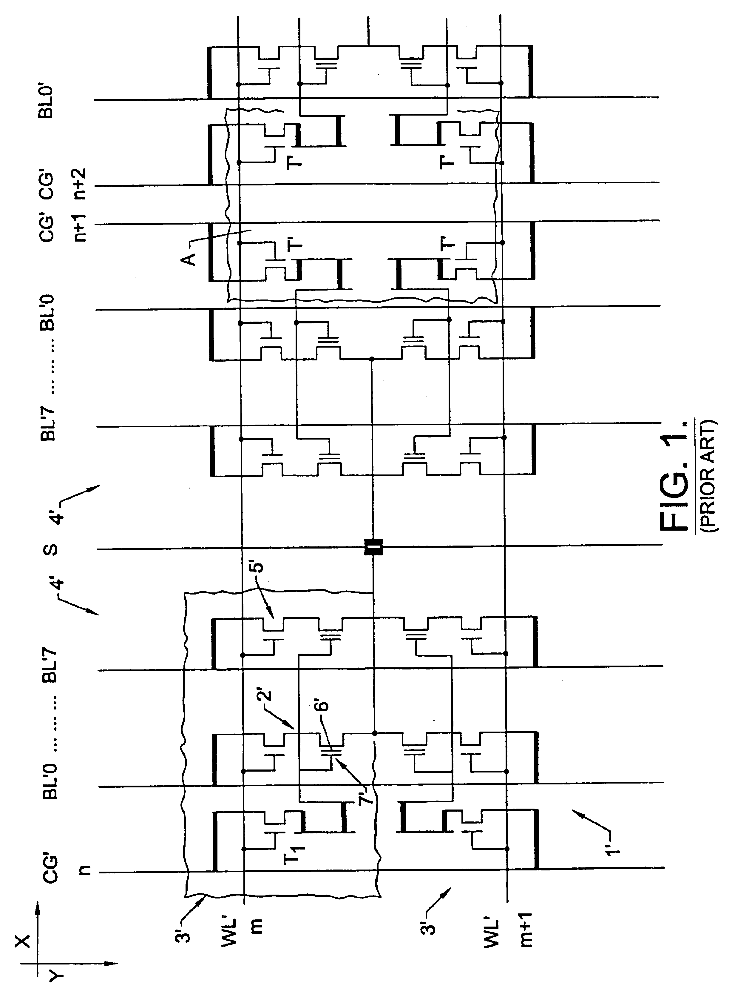 Electronic memory circuit and related manufacturing method