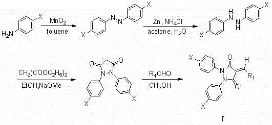 3,5-pyrazoldione derivative containing exocyclic double bond structure unit and preparation method and application thereof
