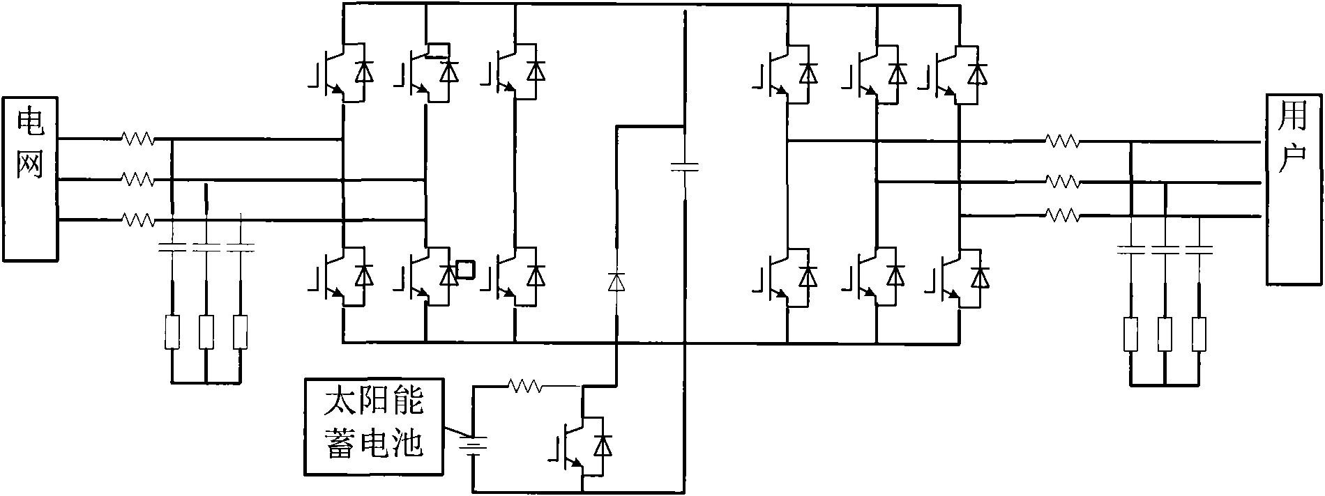 Double PWM inverter with energy capable of bidirectionally flowing