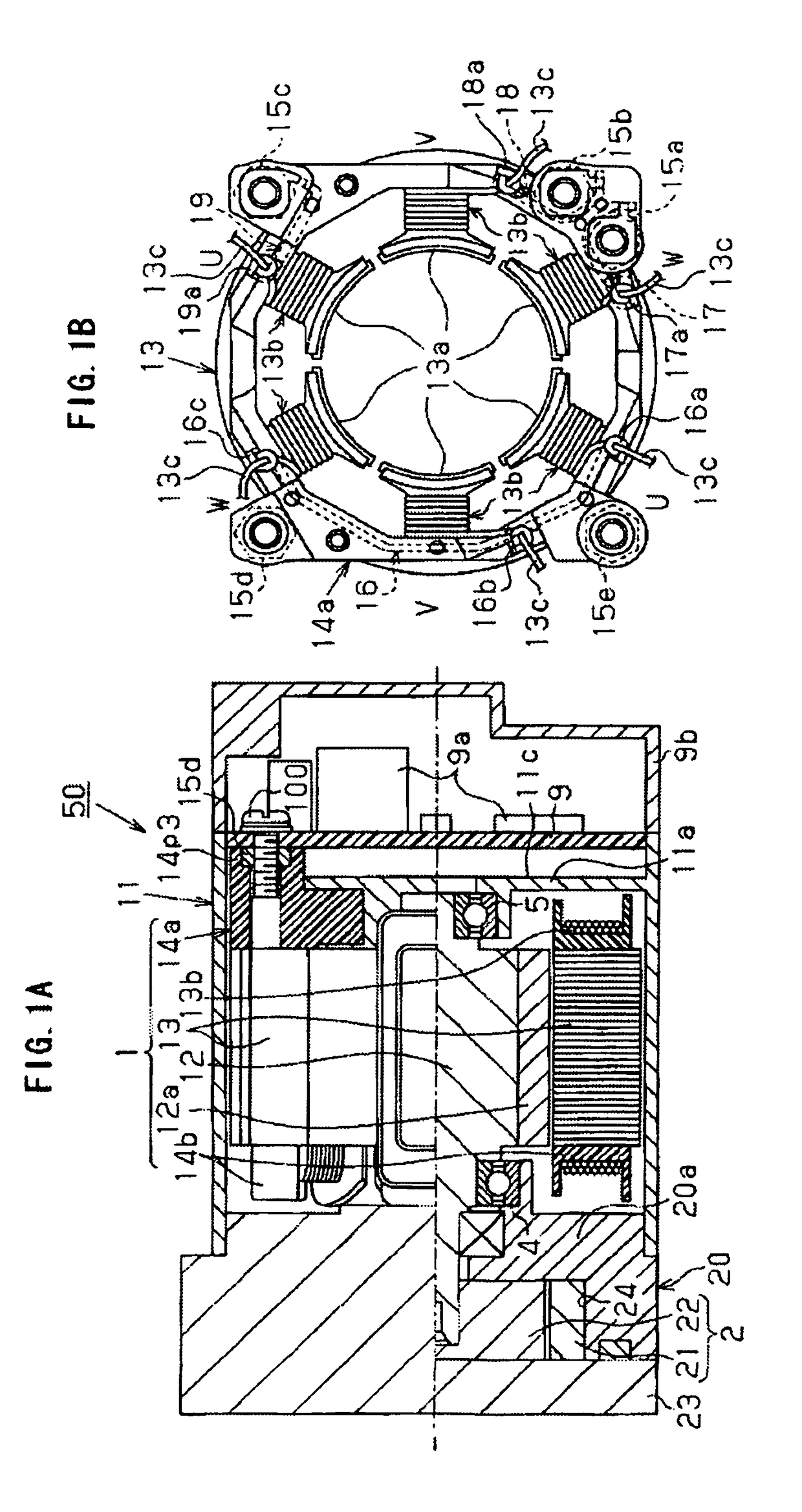 Electric motor and electric pump unit with busbars integrally formed with driving circuit connecting terminals