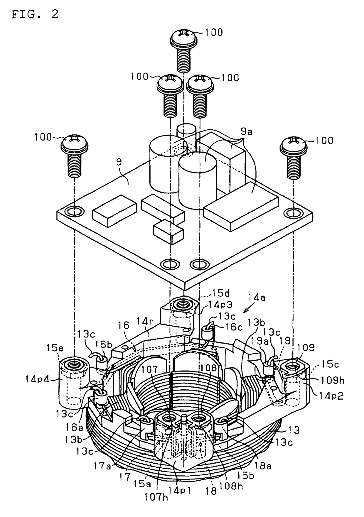 Electric motor and electric pump unit with busbars integrally formed with driving circuit connecting terminals