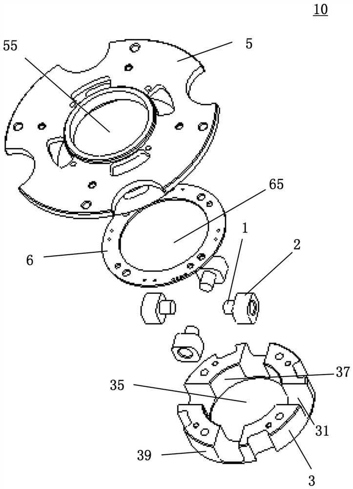 Flywheel energy storage device, magnetic bearing and eddy current sensor assembly thereof