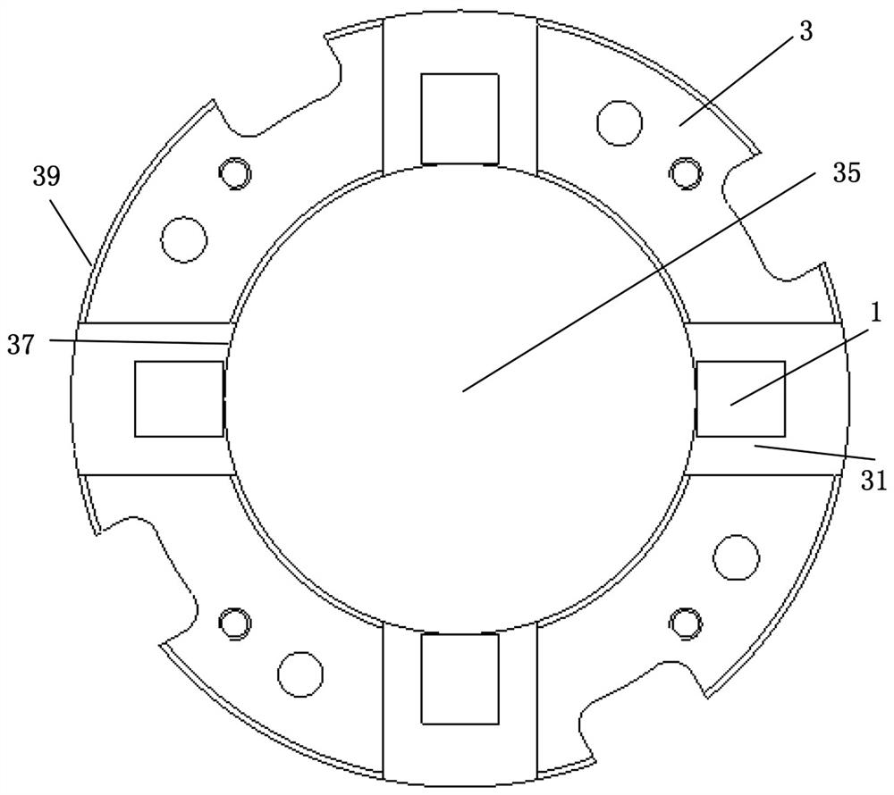 Flywheel energy storage device, magnetic bearing and eddy current sensor assembly thereof