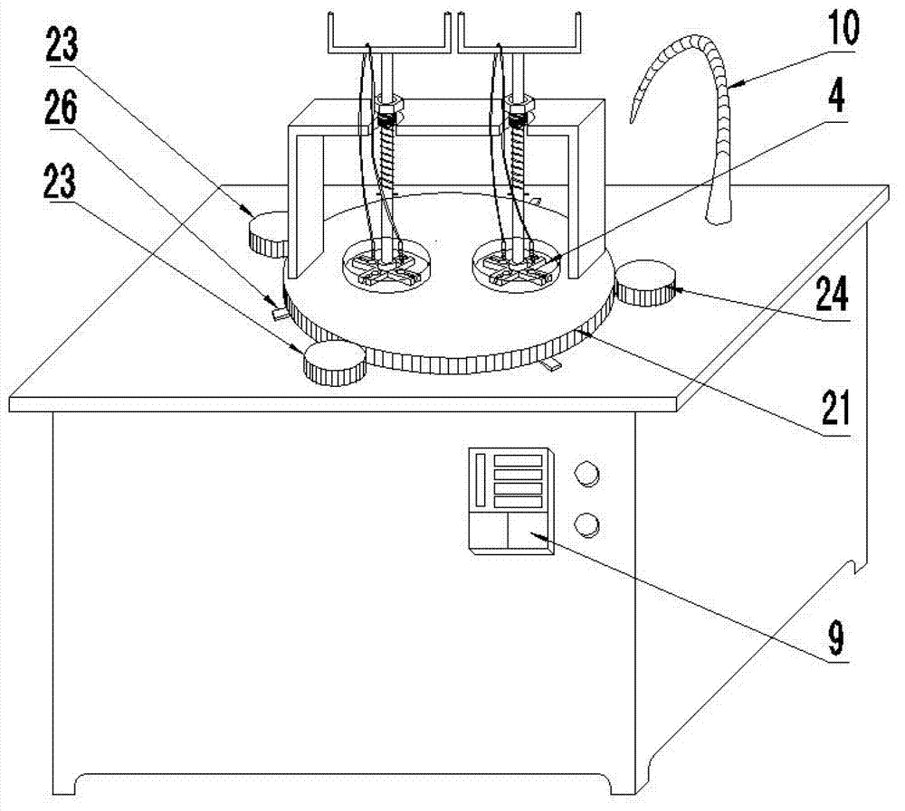 Automatic grinding and polishing device for end surfaces of optical fibers and cables