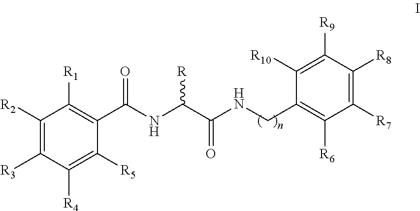 Benzylamino-oxoethyl benzamide analogs and methods of use