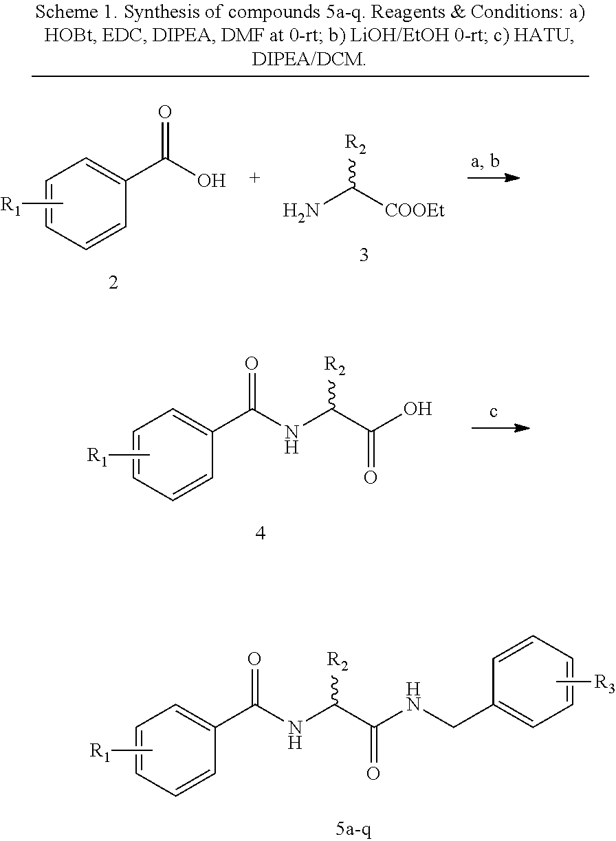 Benzylamino-oxoethyl benzamide analogs and methods of use