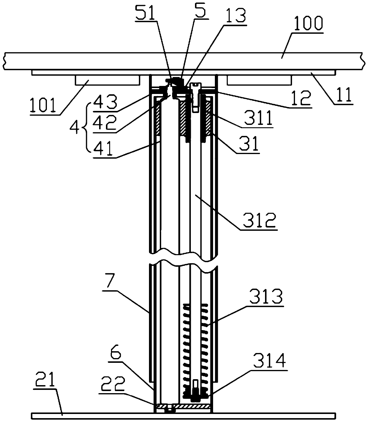 Guide control mechanism for pneumatic lifting table