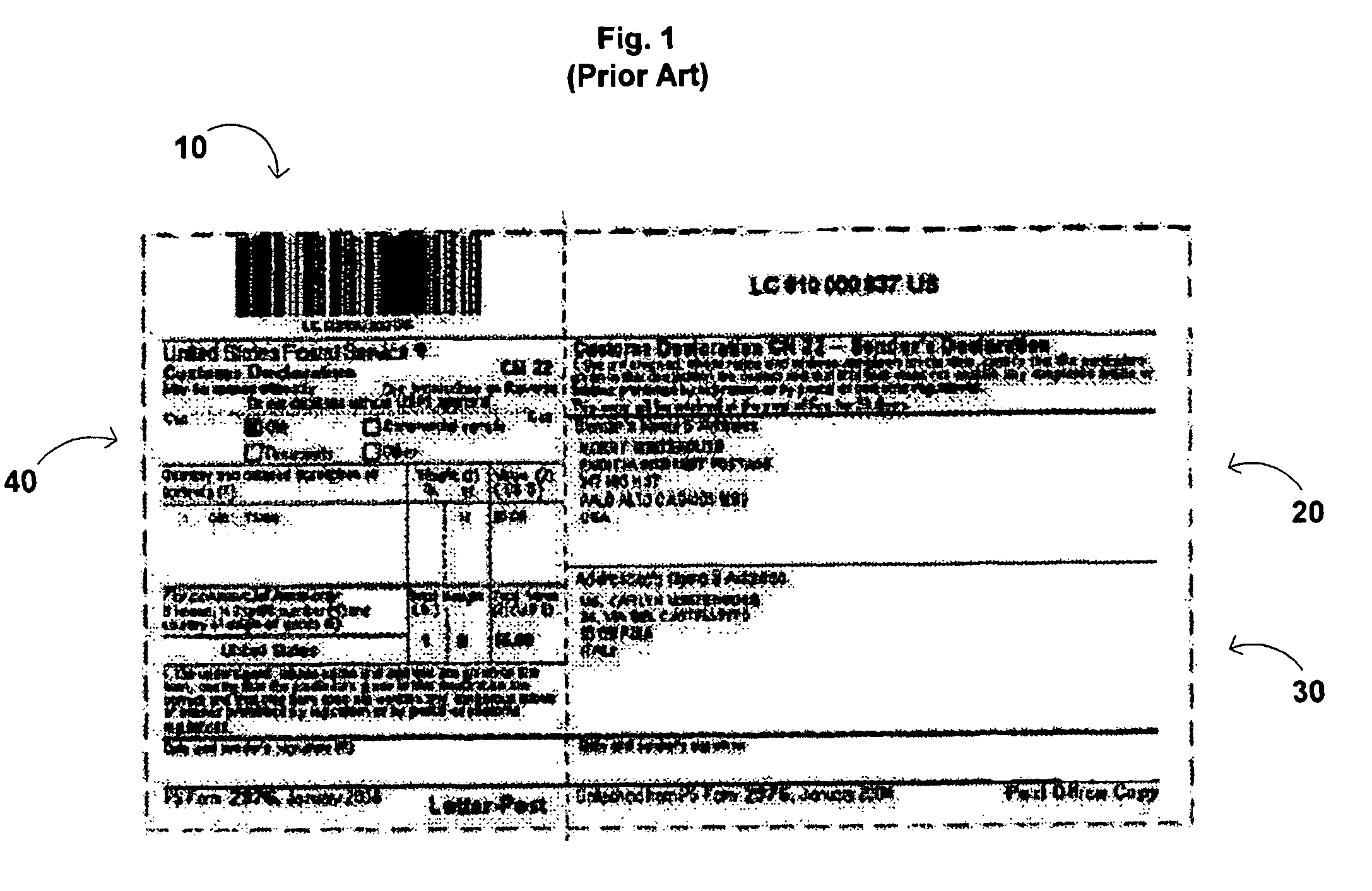 Integrated shipping label and customs form