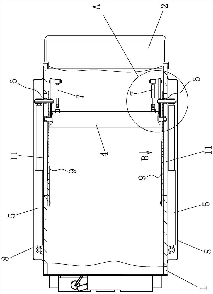 A garbage compression device and a rear-loading compression garbage truck