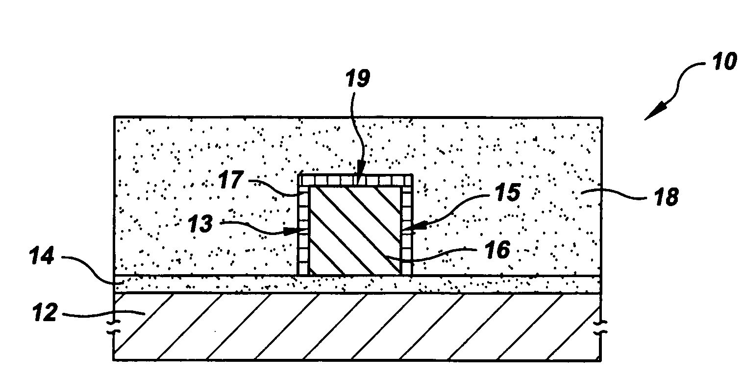 Microphotonic waveguide including core/cladding interface layer