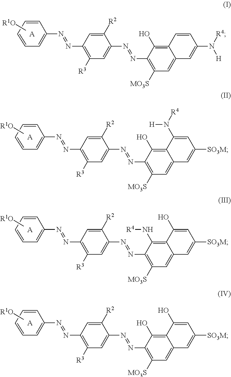 Bis-Azo Colorants For Use As Bluing Agents