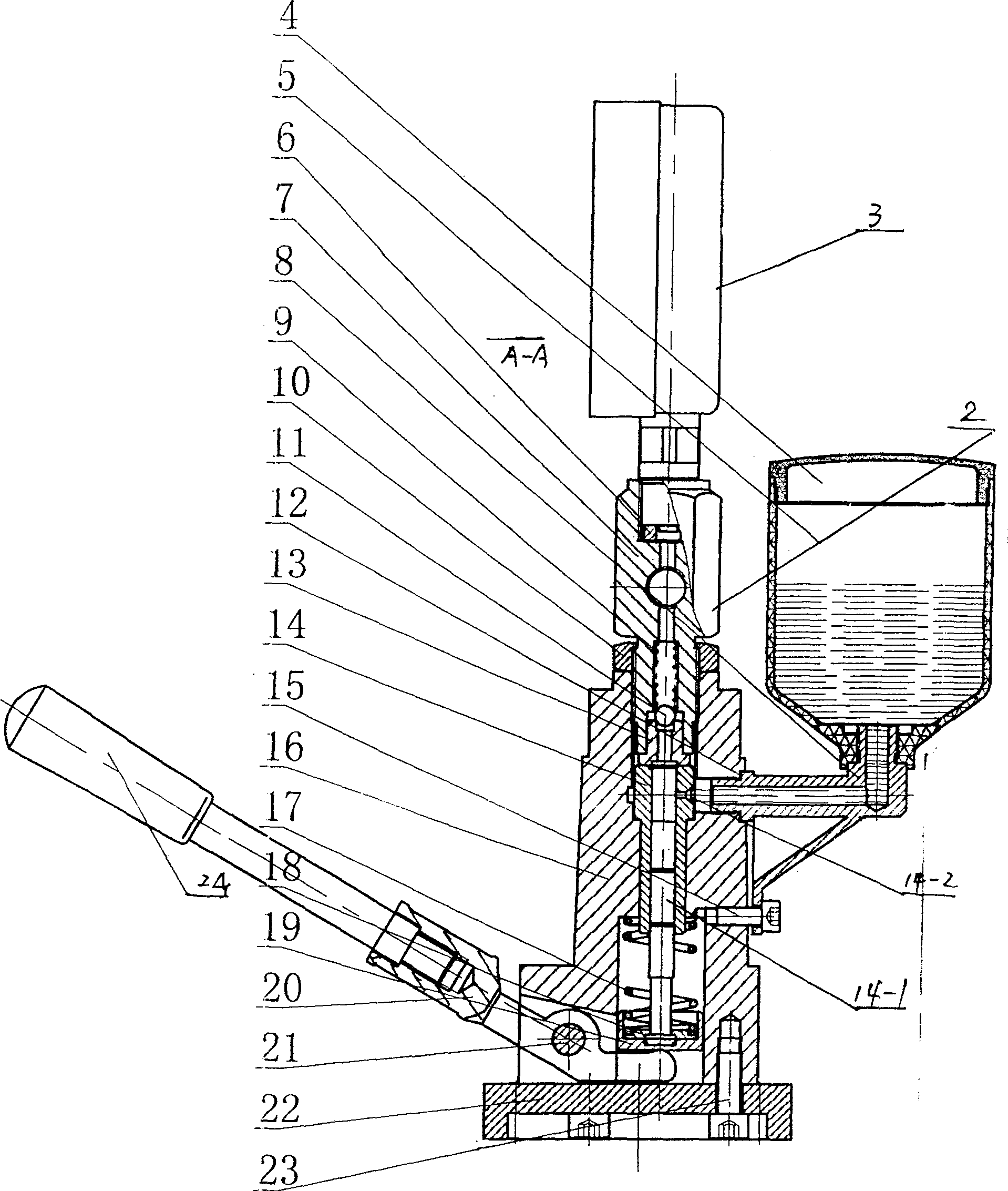 Gravity flow type oil spout mouth detector