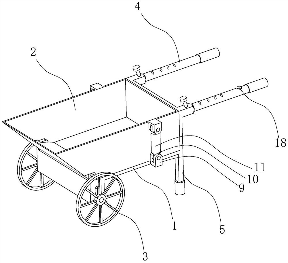 A shock-absorbing and easy-unloading construction engineering trolley