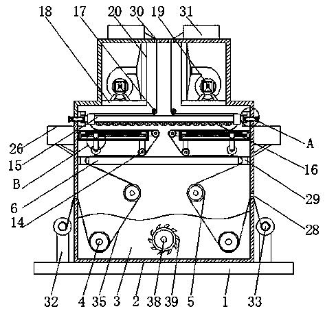 Box type printing and dyeing device for spinning
