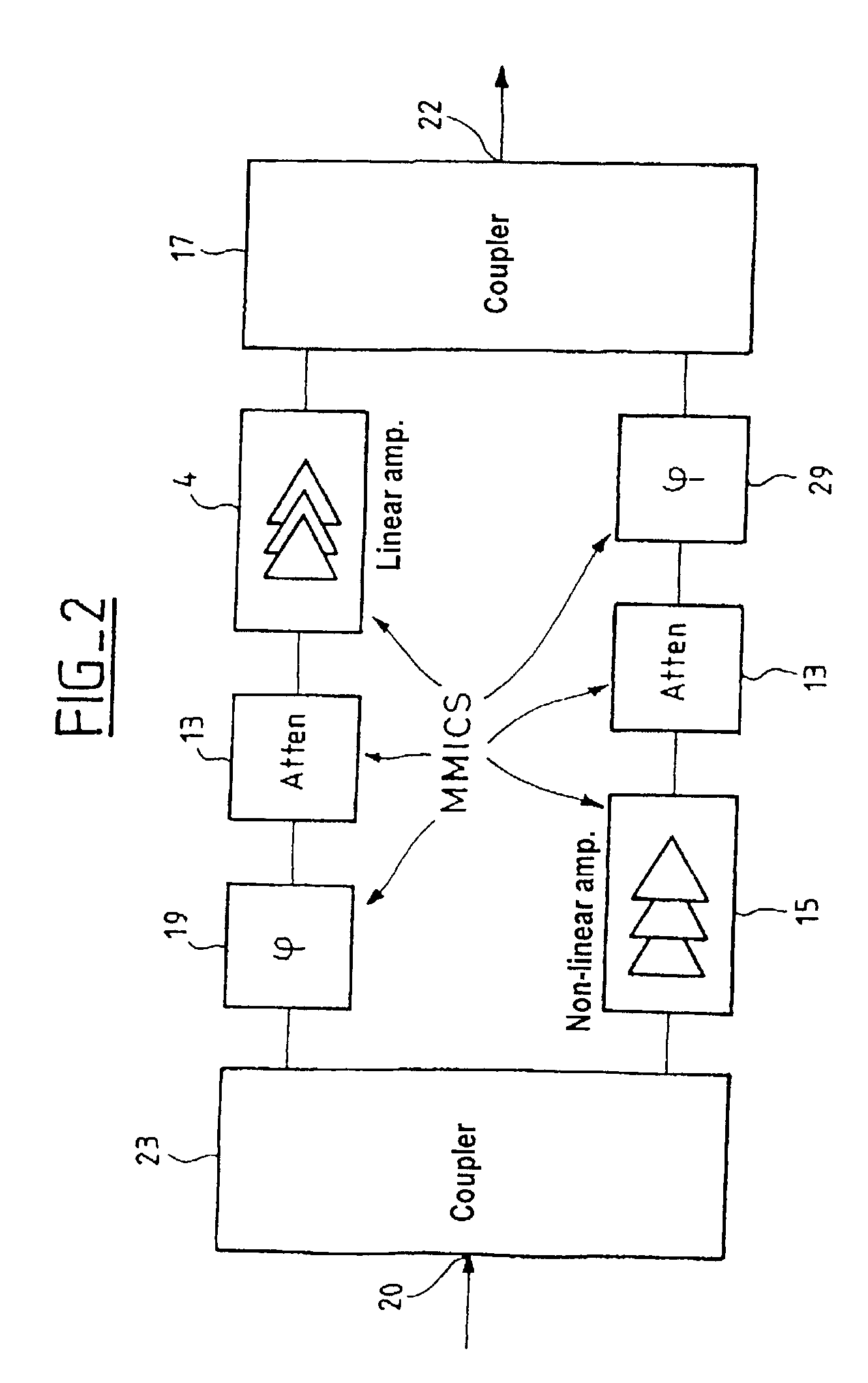 Broadband predistorsion linearizer