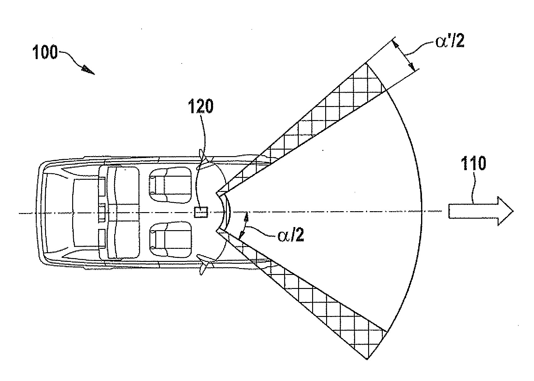 Device and method for directing radiation in the direction of an optical element of an image sensing device of a vehicle