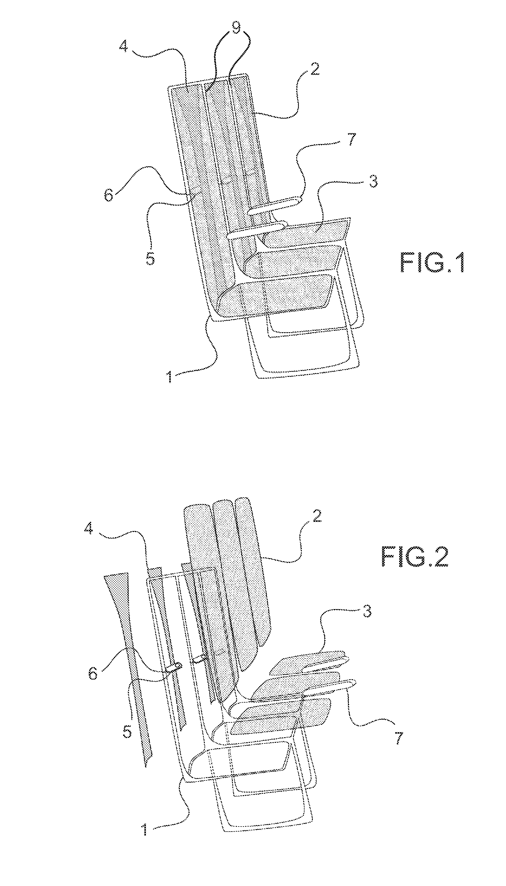 Airplane Seat Provided with a Reinforcing Strip for Absorbing Impacts