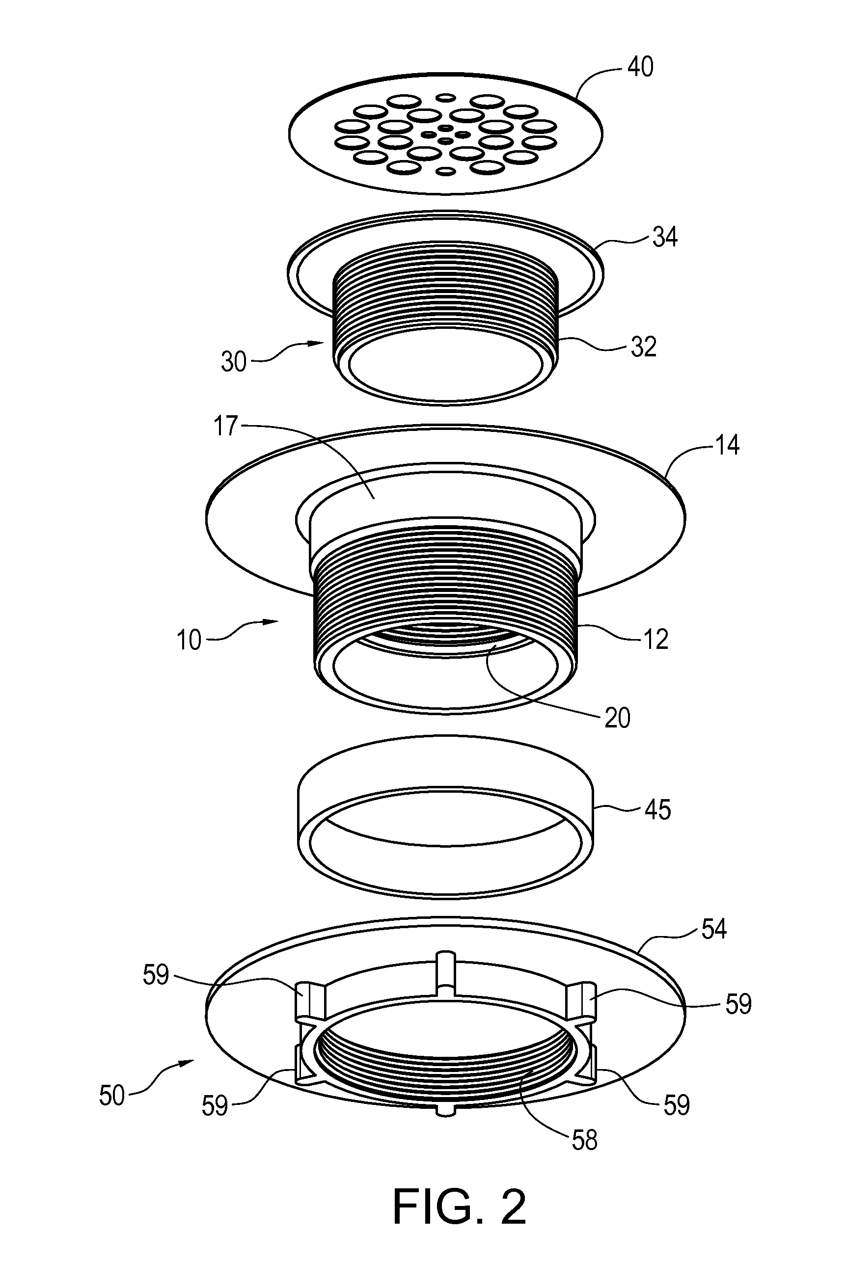 Compression drain with adjustable-height grate