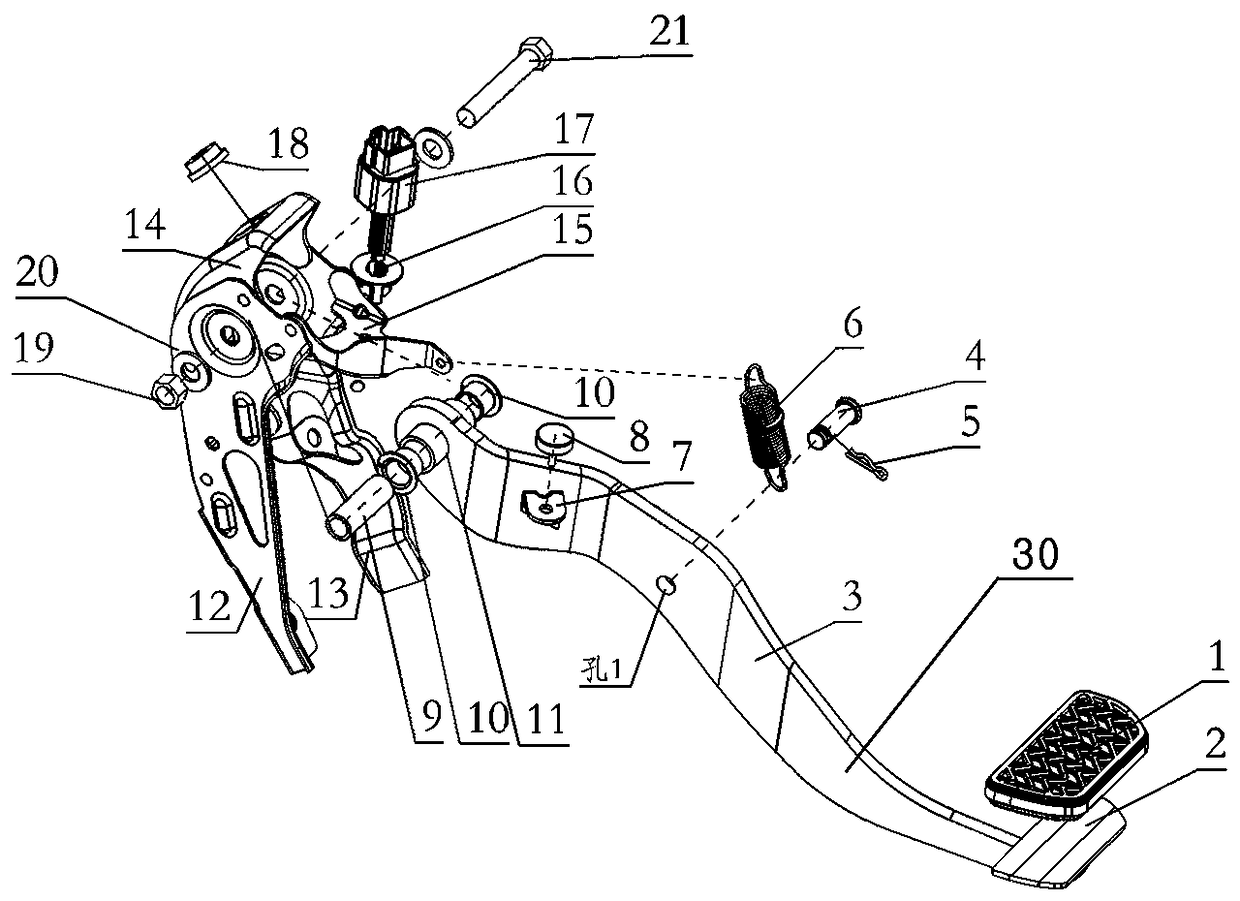 Brake pedal assembly with steering angle sensor