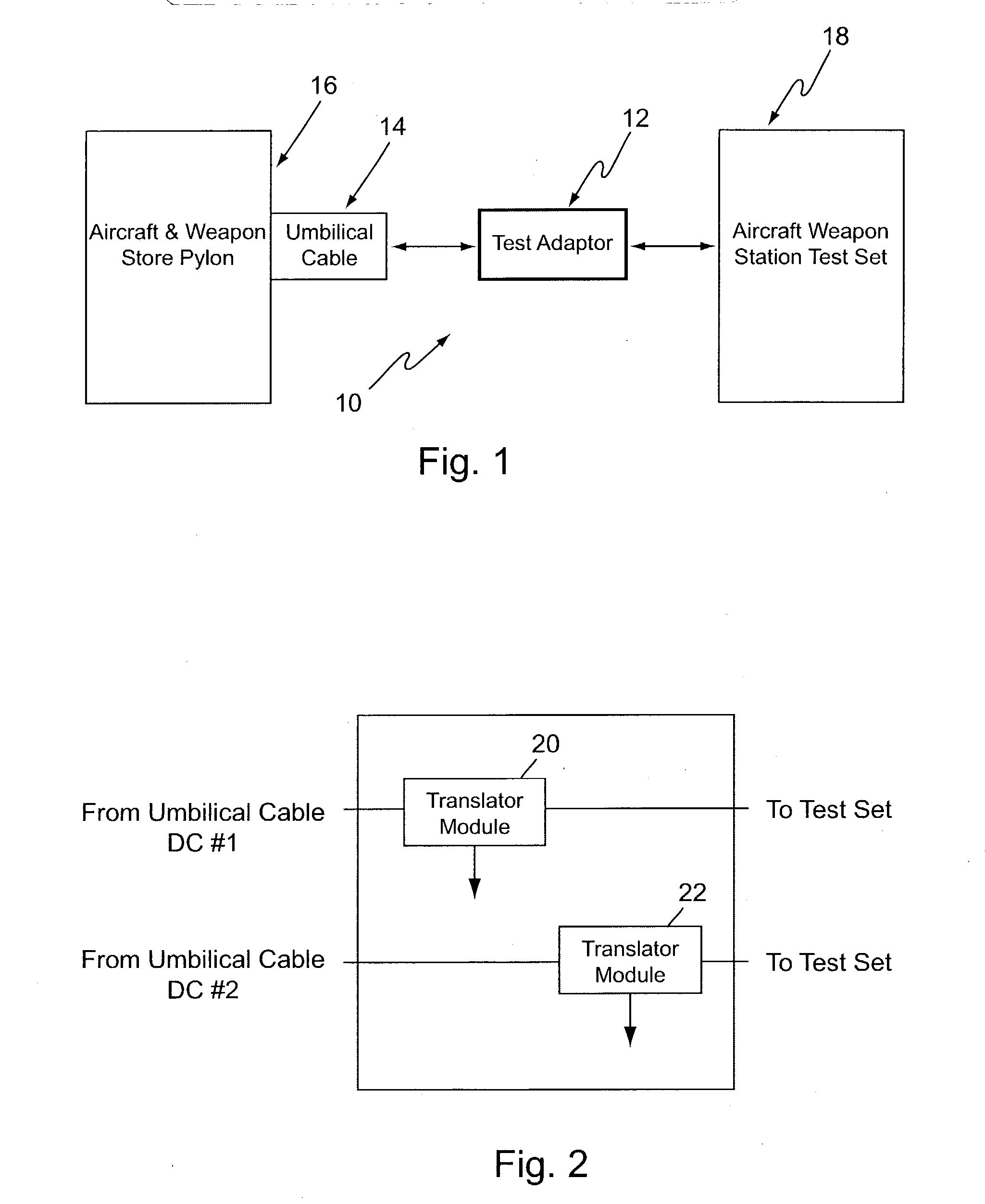 Test adapter for a weapon store test set