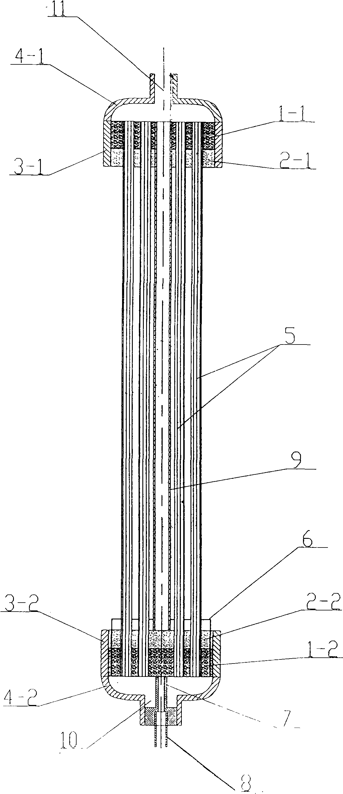 Both-end water-generating immersed hollow fiber film component