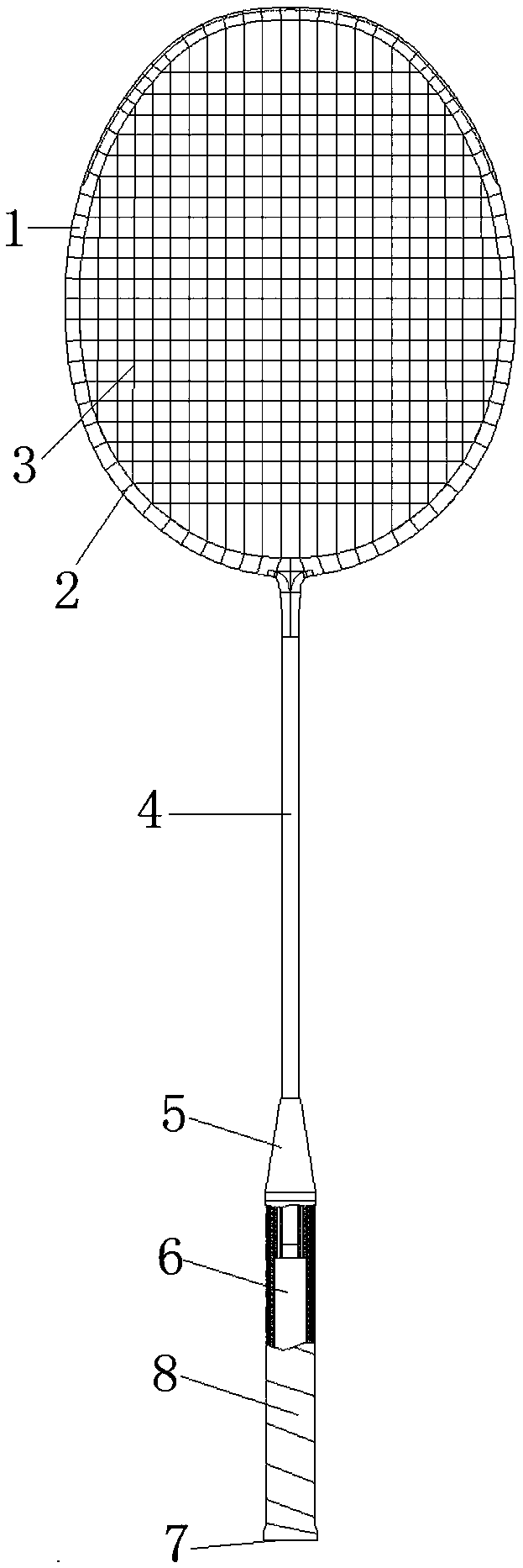 A badminton racket handle and its manufacturing method