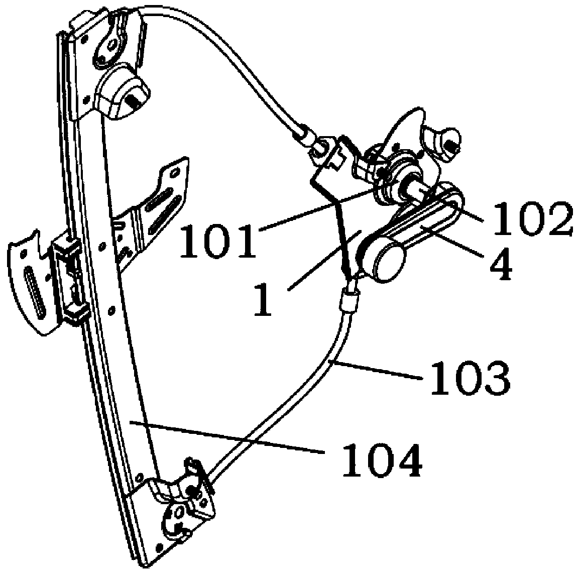 Rope wheel type glass lifter