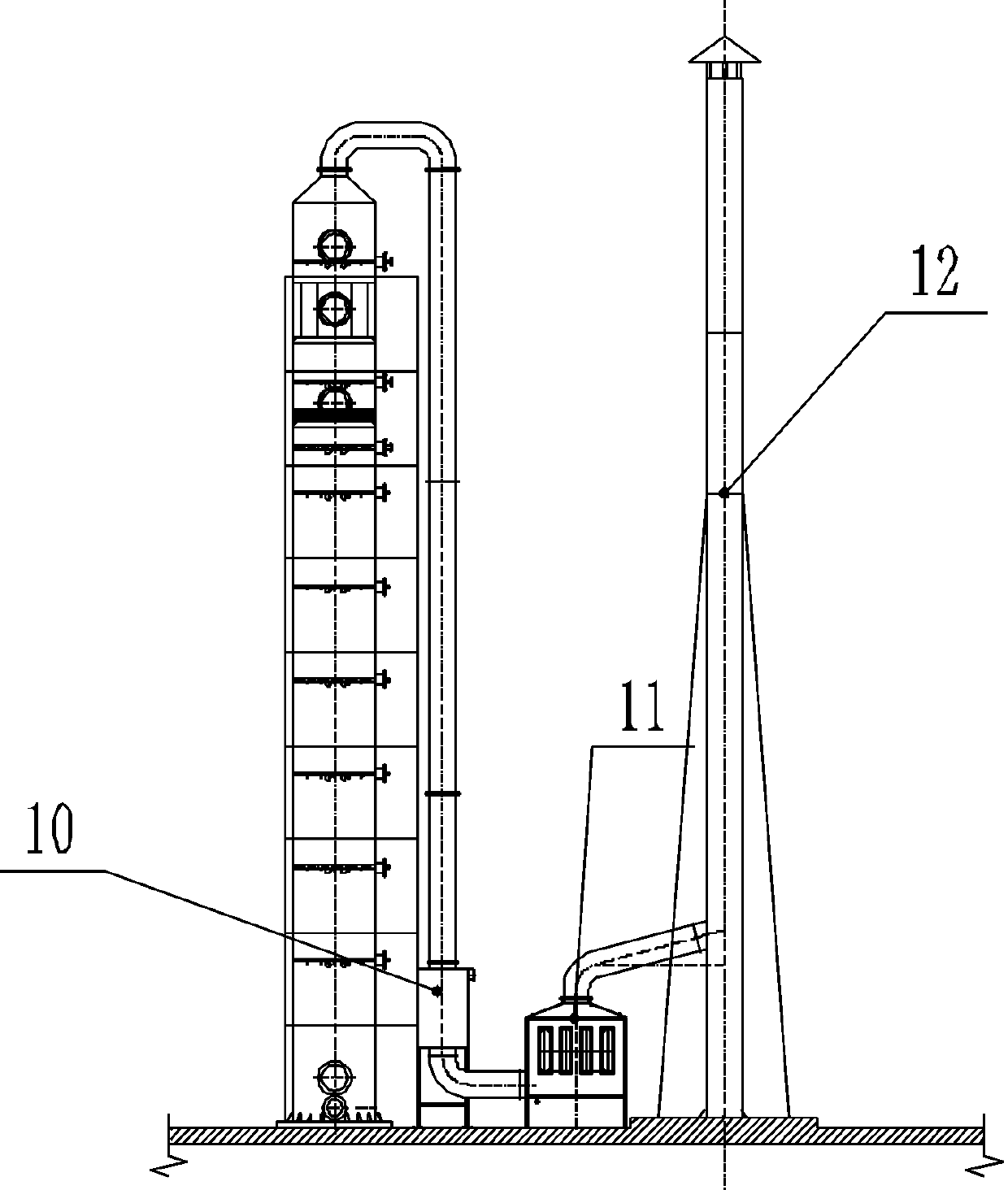 Waste lithium battery cracking waste gas purification system