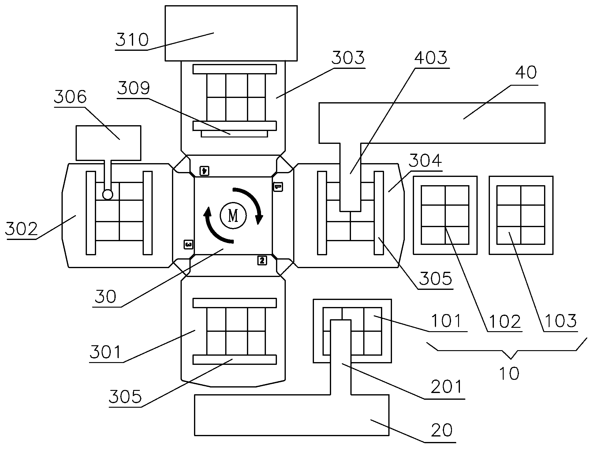 Four-station parallel testing device and method