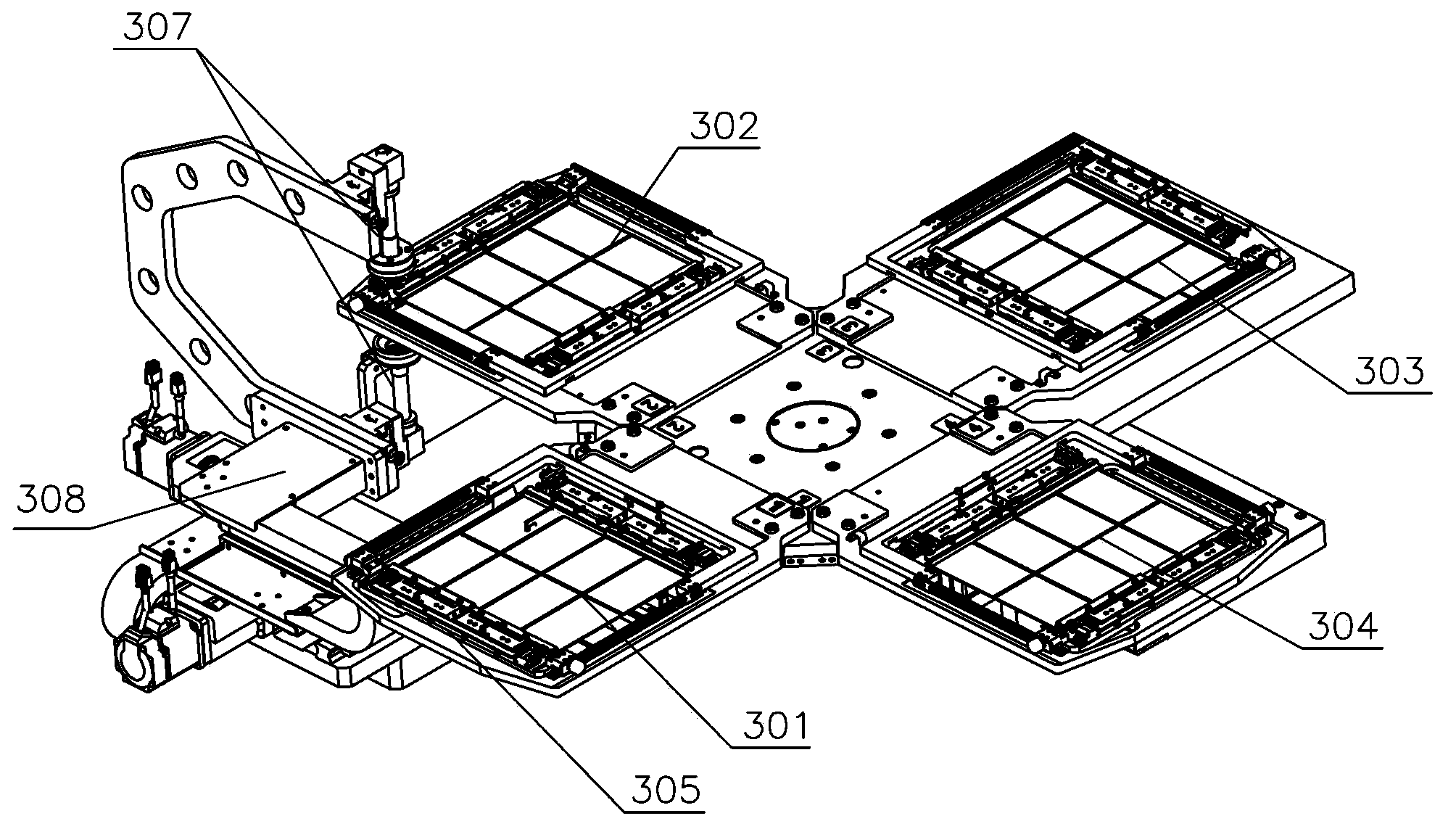 Four-station parallel testing device and method