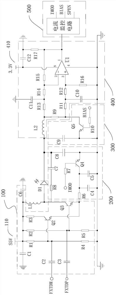 Optical communication transmitting power adjustable circuit