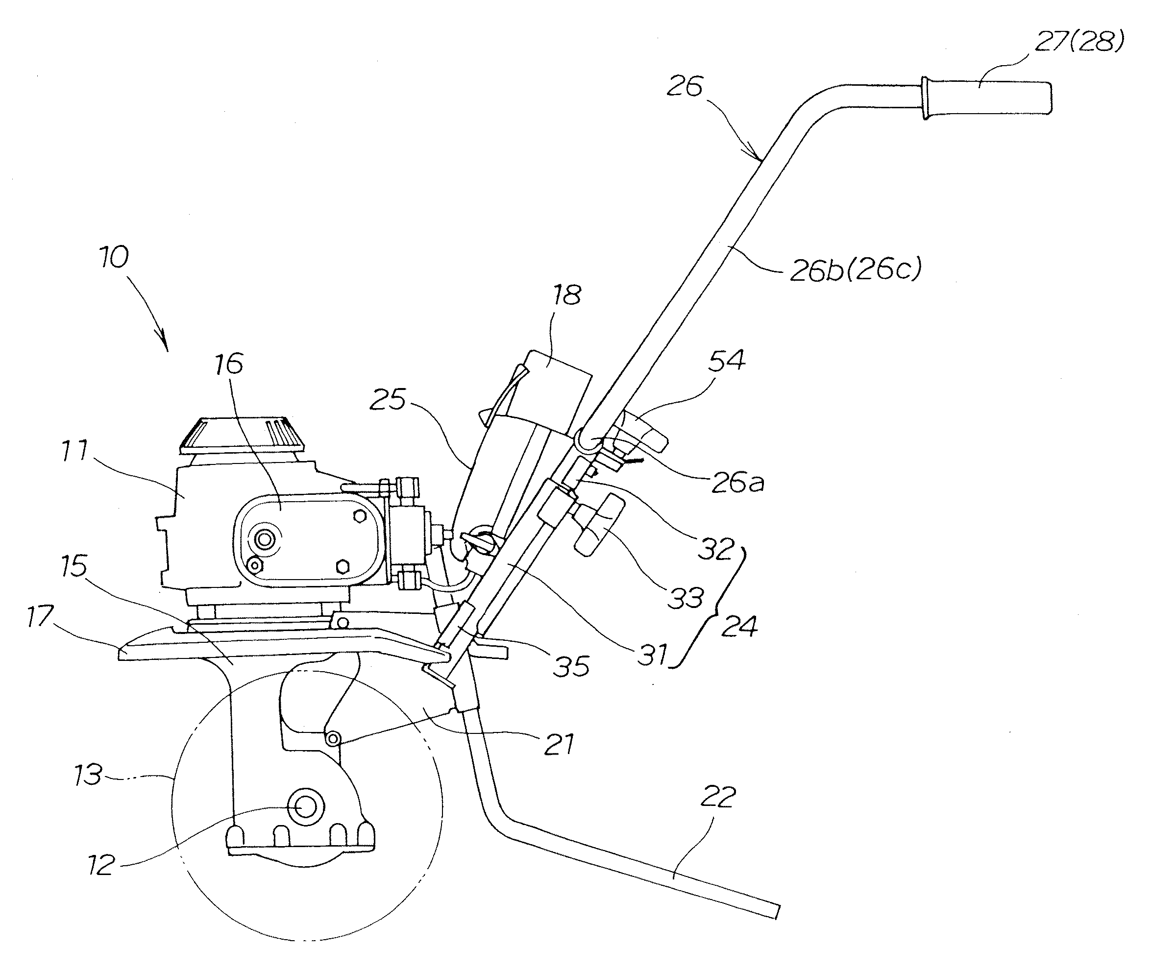 Gas canister retaining structure for gas-engine-mounted working machine