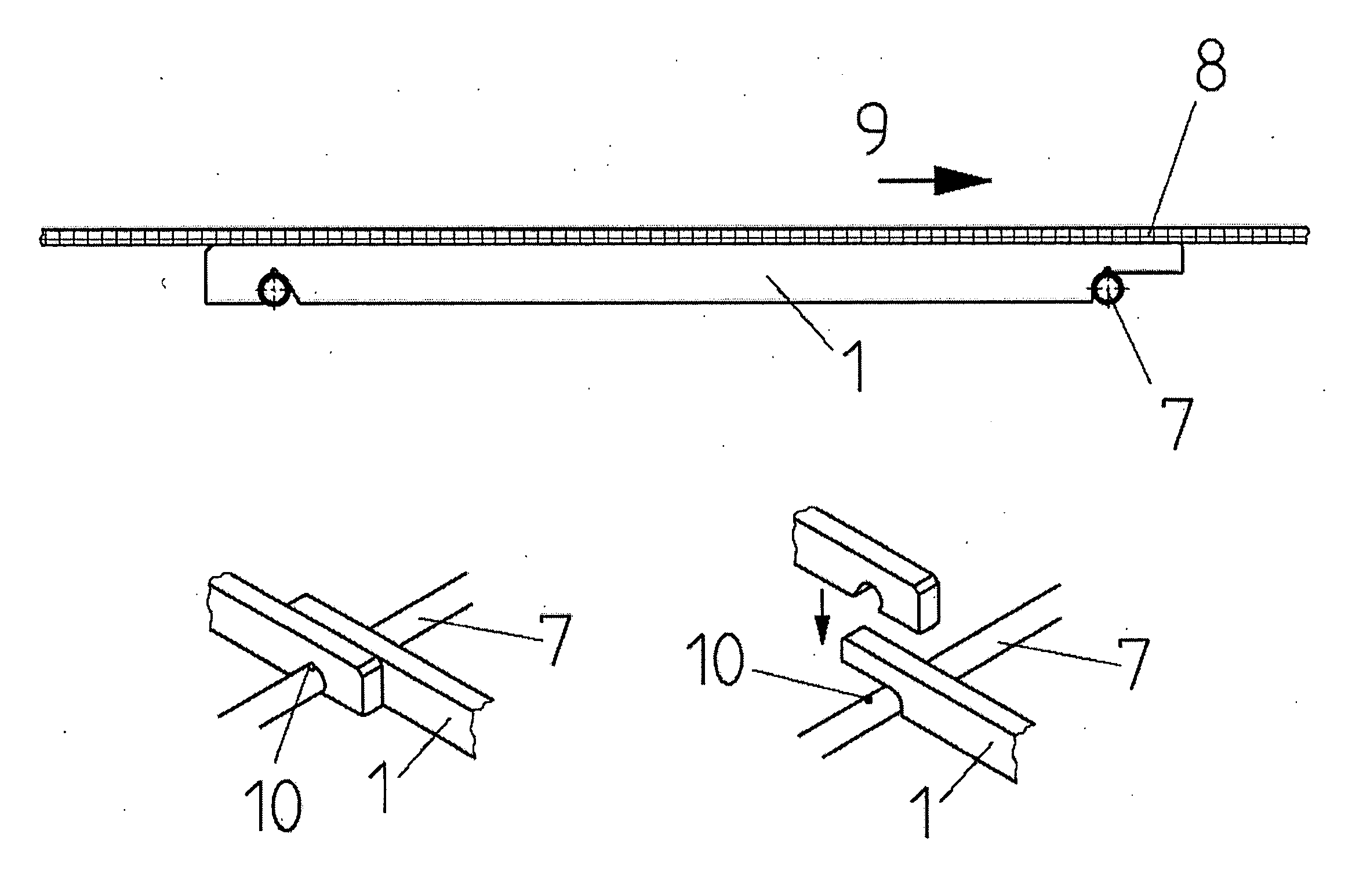 Device for treating foodstuffs with a conveyor belt for conveying foodstuffs through a treatment zone