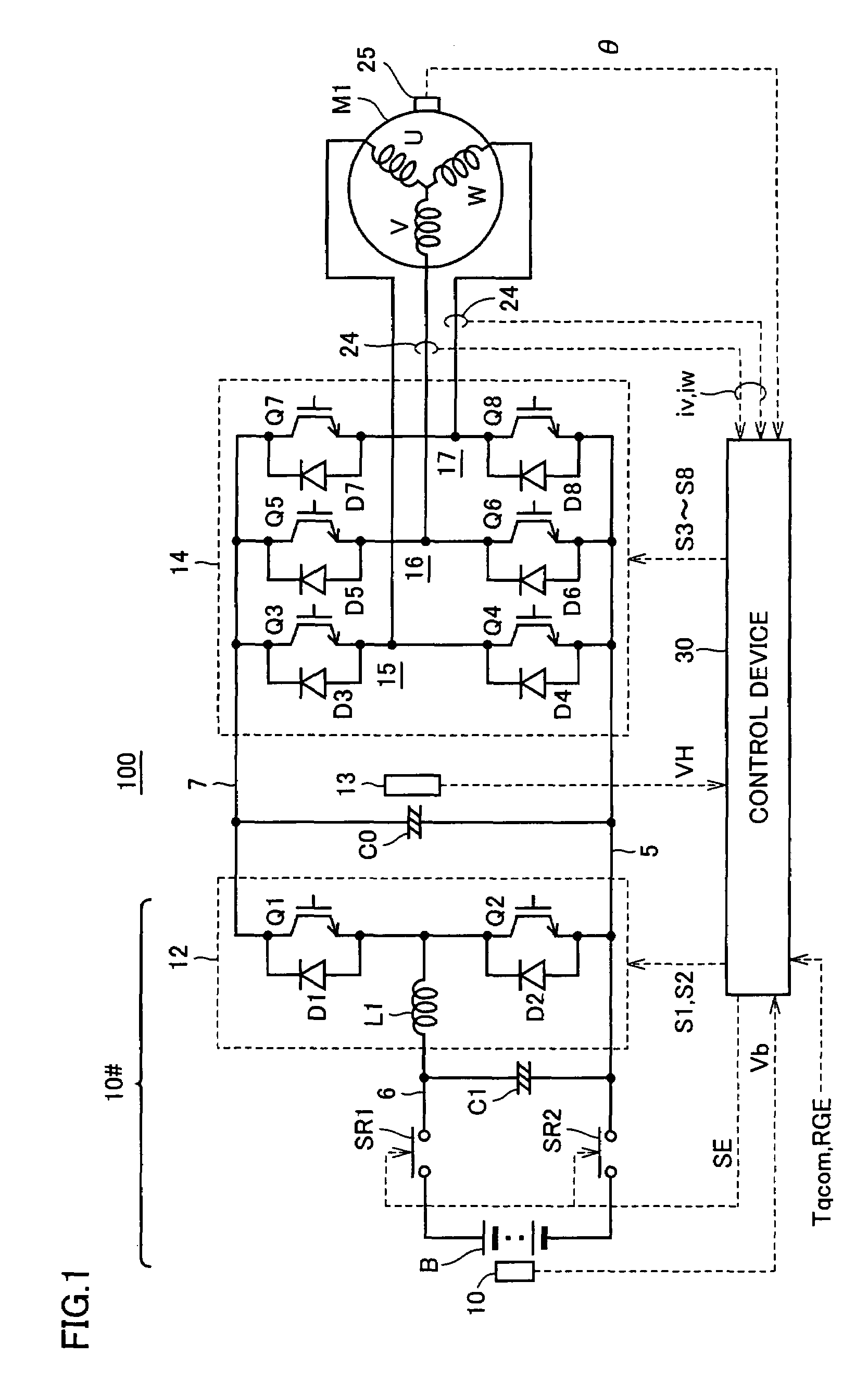 Control device for motor drive system and electric vehicle including the same