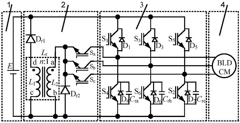 Resonant-pole soft switching inversion circuit for driving of brushless direct current motor