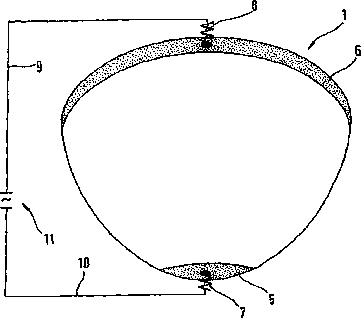 Cooking device comprising non-planar, multi-dimensionally configured cooking surface composed of glass or glass ceramic