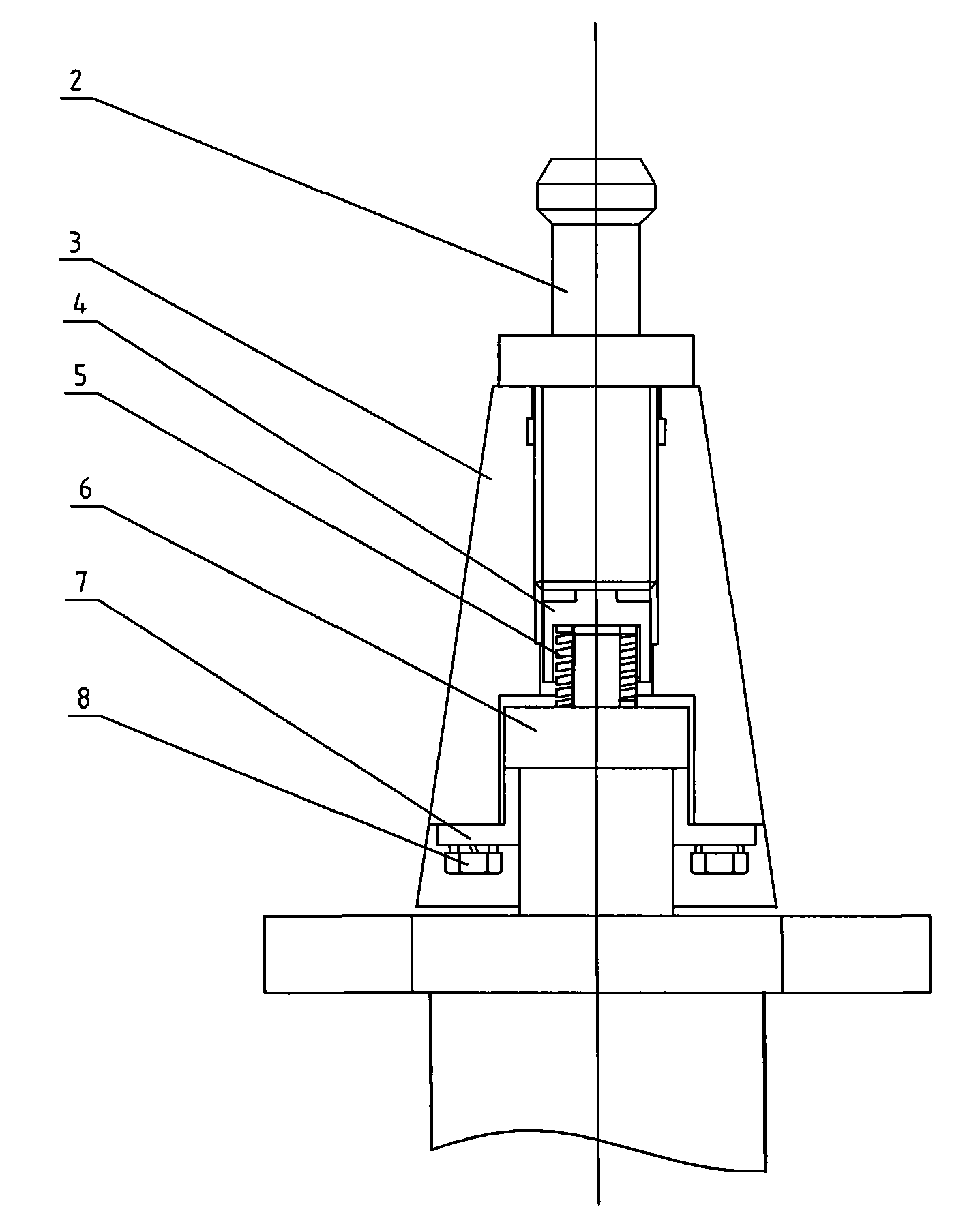 Installing structure of taper shank with attached cutting head