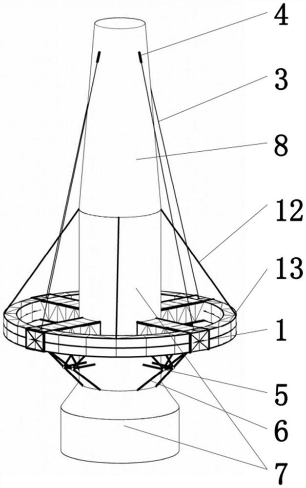 Single-pile offshore floating fan vibration reduction control structure