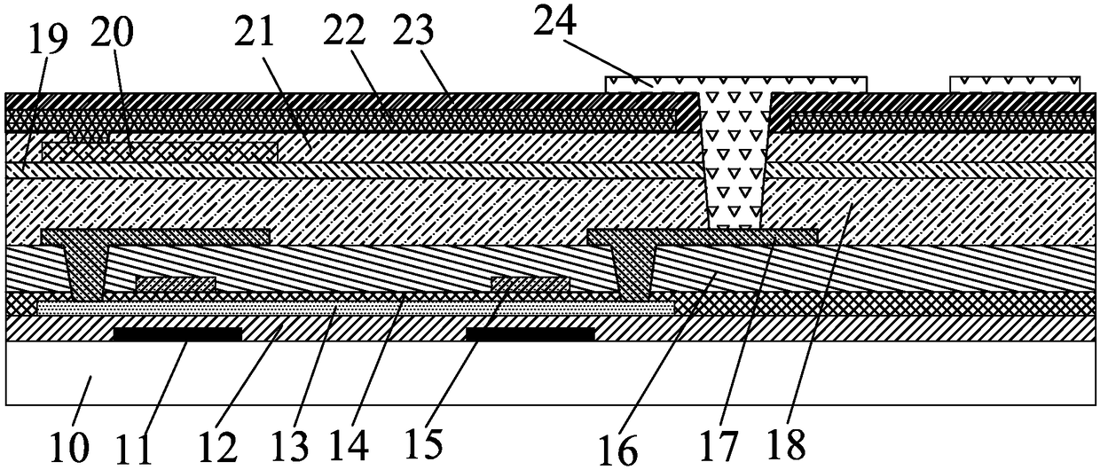 Embedded touch array substrate, display panel and production method