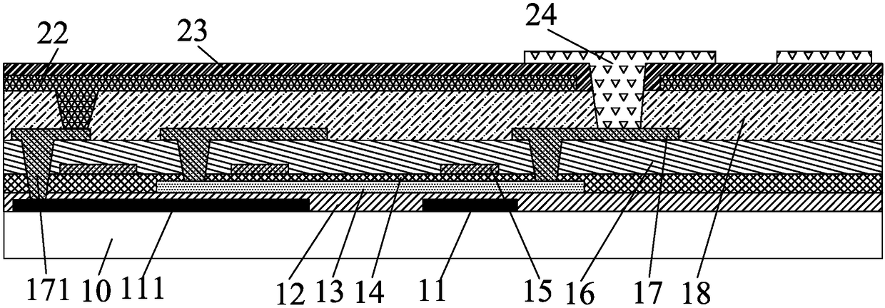Embedded touch array substrate, display panel and production method