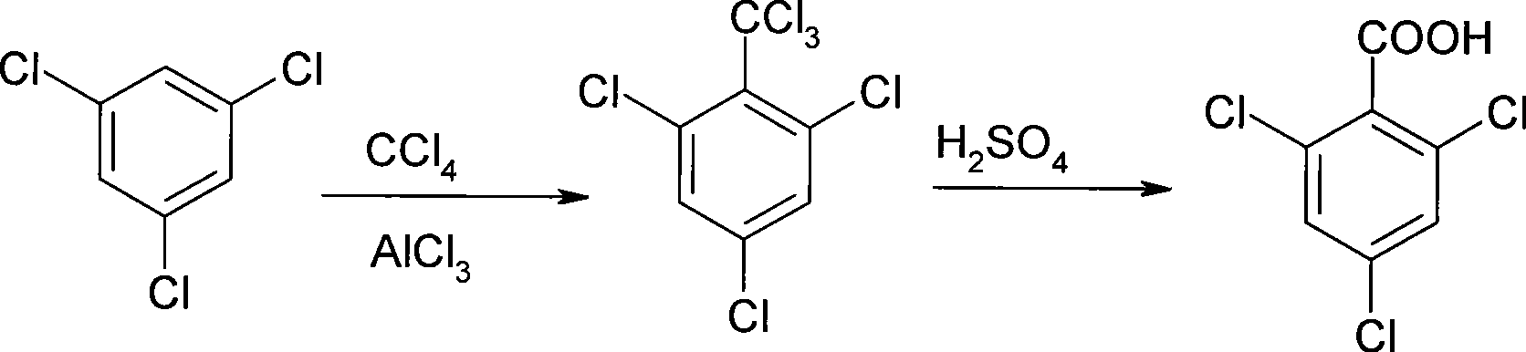 Process for producing 2, 4, 6-trichlorobenzoic acid