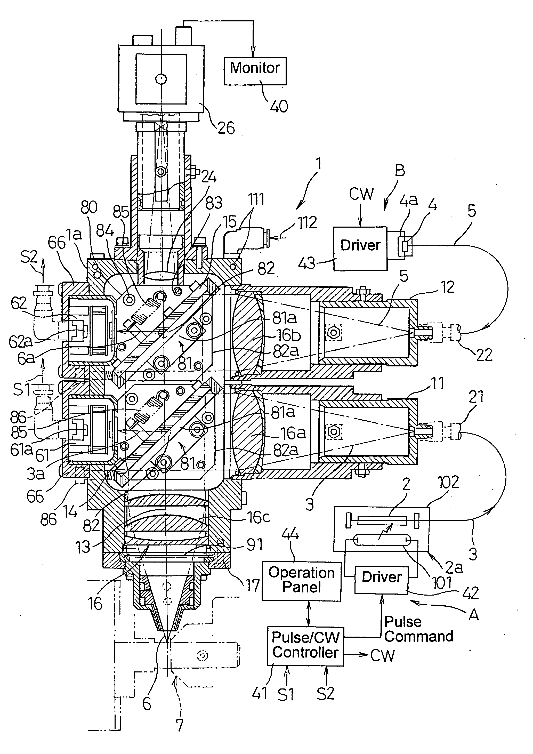Hybrid laser processing method and hybrid laser torch used in the method