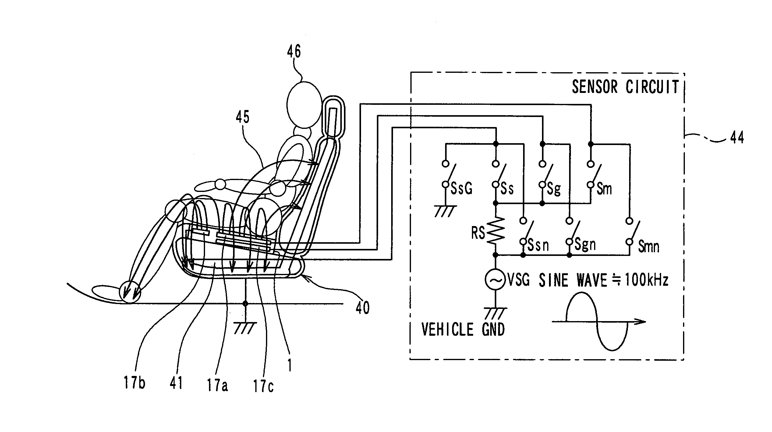 Capacitive occupant sensor and capacitive occupant detection apparatus