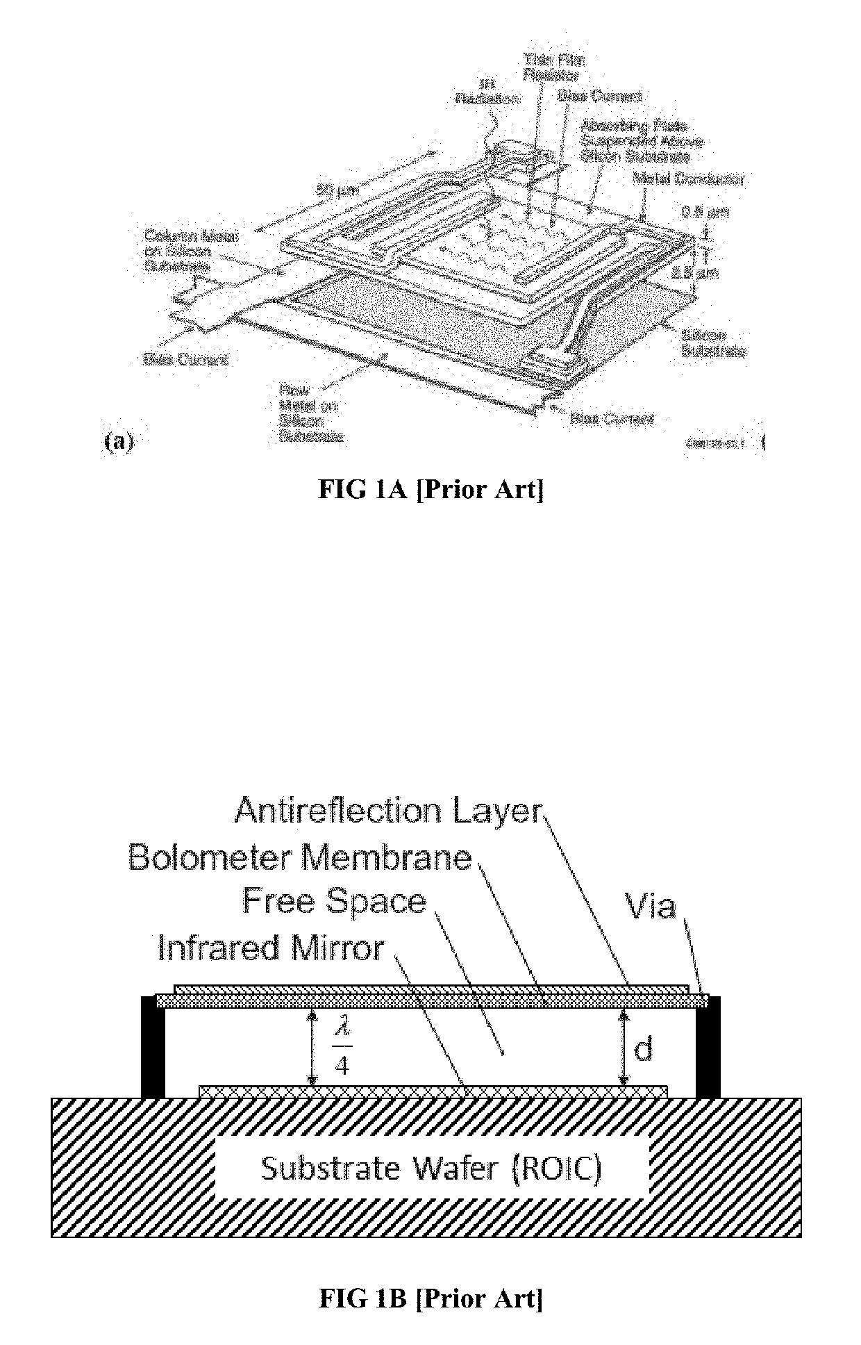 Medium Wave Infrared (MWIR) and Long Wavelength Infrared (LWIR) Operating Microbolometer with Raised Strut Design