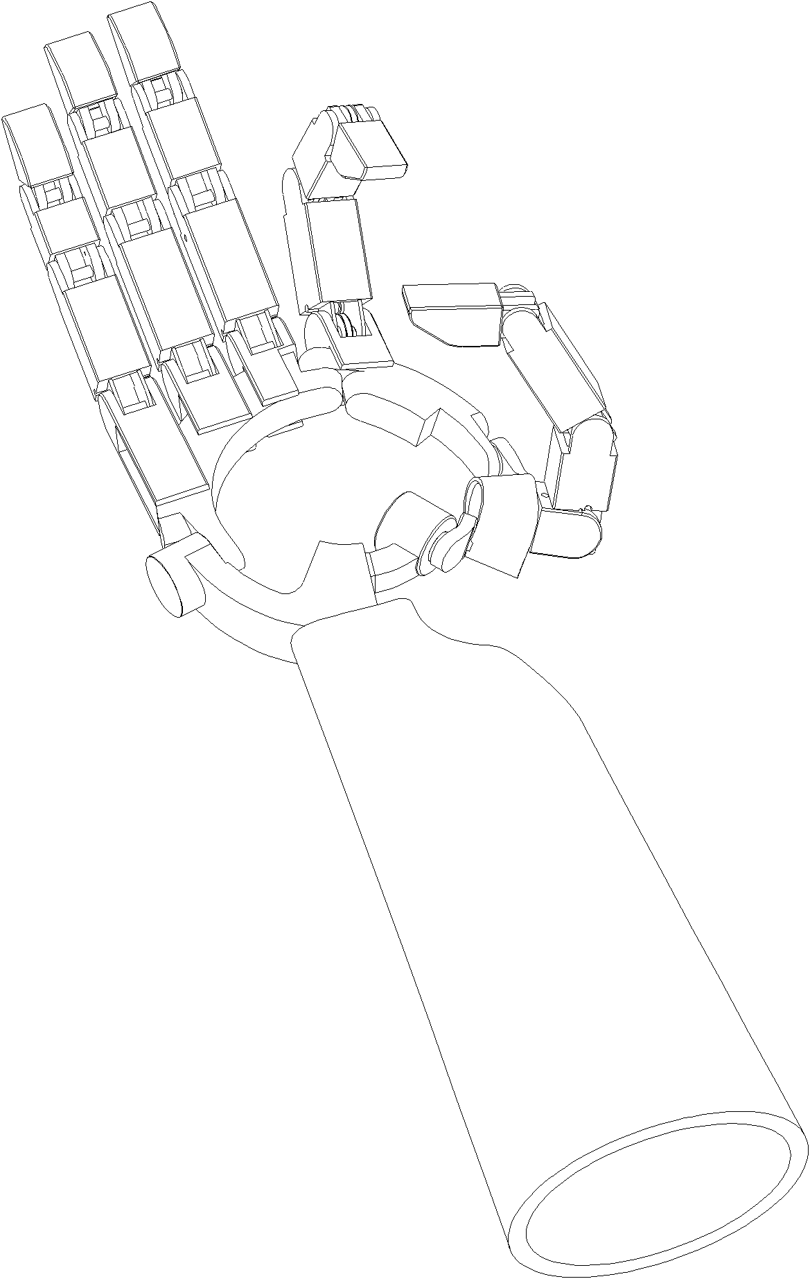 Humanoid dexterous hand with variable-shape palm