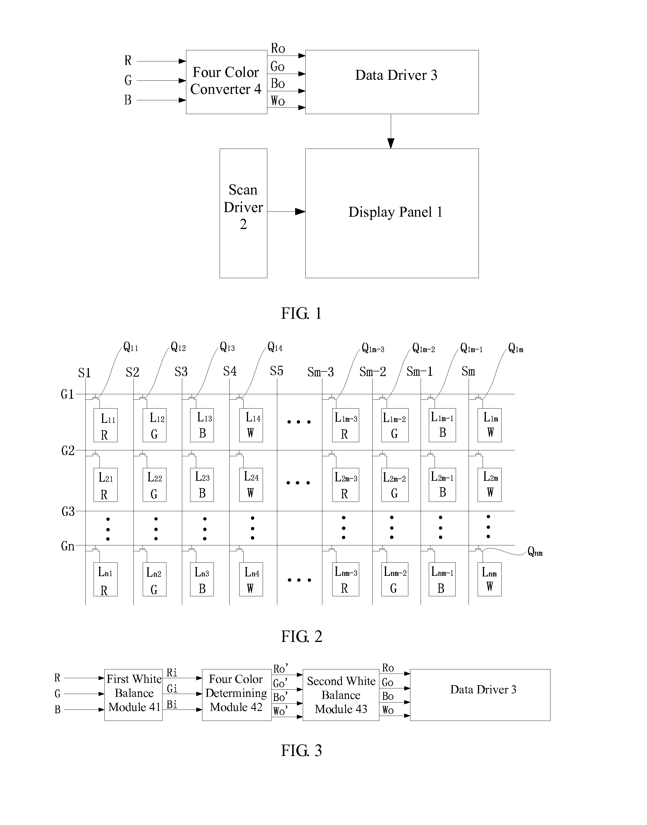 Four color converter, display apparatus and method for converting three color data to four color data