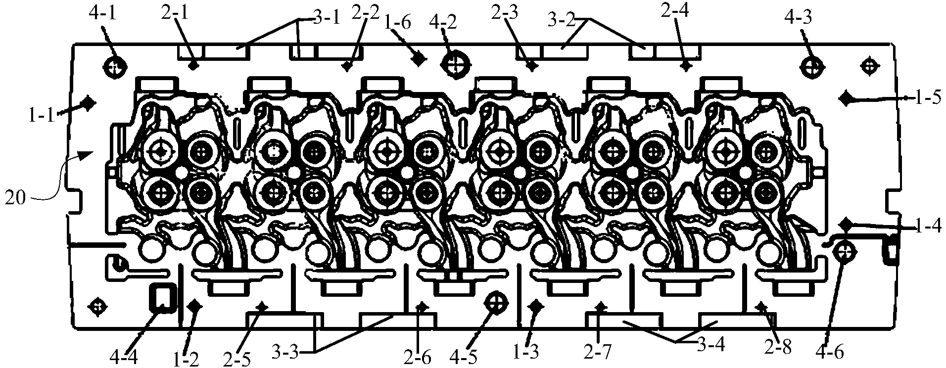 Cylinder head sand core group and assembling method