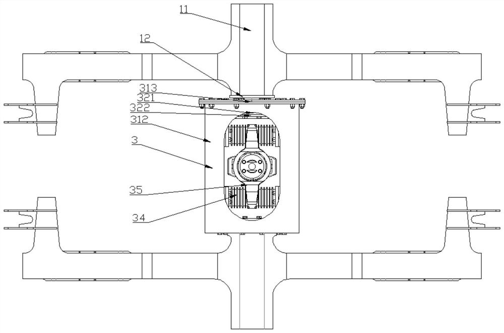 Flexible framework with slewing bearing for railway vehicle bogie
