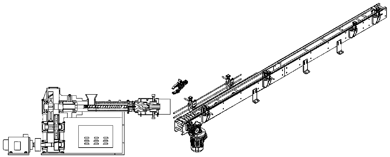 Gas-barrier plastic master batch, conical double screw extruding machine, and injection moulding production processing process line